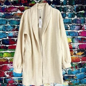 NWT BCBGeneration Fleece feel Heavy Cardigan sweater jacket Heather Oatmeal Larg